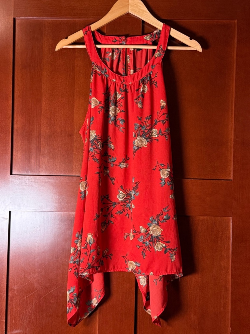 torrid Orange Floral Sharkbite Georgette Halter Neck Tank Blouse Size 1X